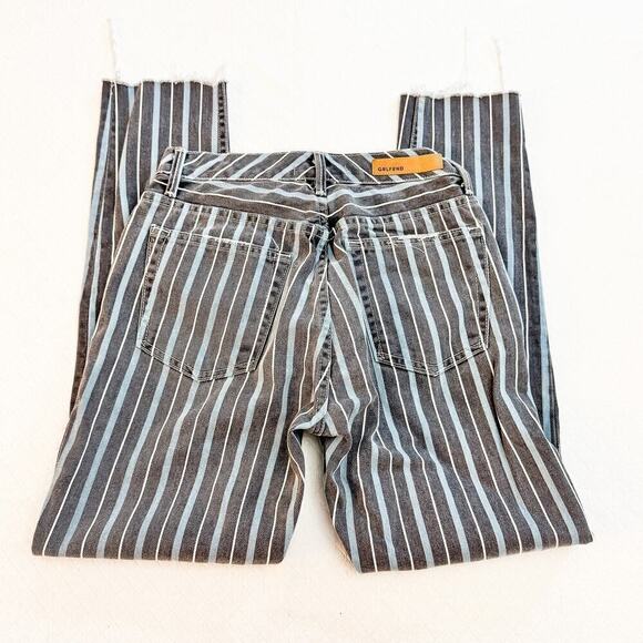 GRLFRND Karolina Taffy Skinny Striped Raw Hem Denim Jeans Size 25 - Picture 10 of 11